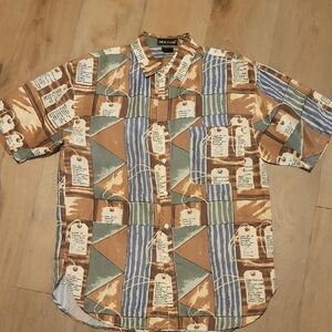 Silk Club Silk Button Down Short Sleeved Top Size Medium